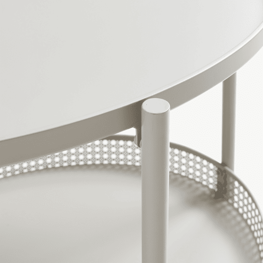 Mesa de centro Jäller oval com prateleira metal 66x51x44 cm Taupe en.casa