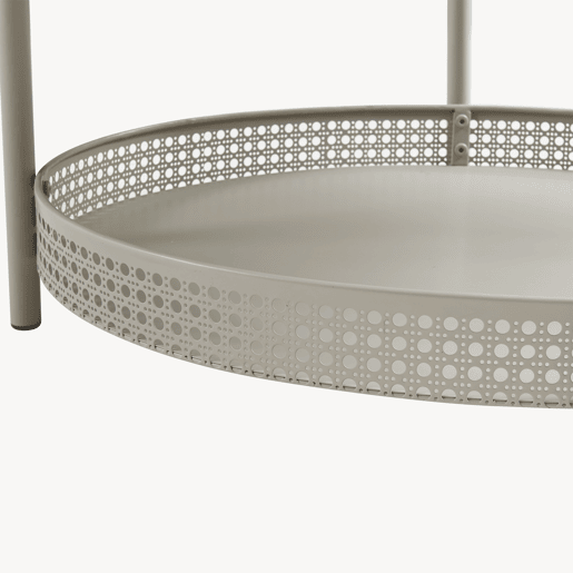 Mesa de centro Jäller oval com prateleira metal 66x51x44 cm Taupe en.casa