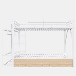 Beliche 140x200 cm - 2 gavetas, prateleiras, LED, barra para roupa - Branco