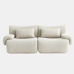 Sofá modular de 2 lugares, tecido bouclé na cor bege creme