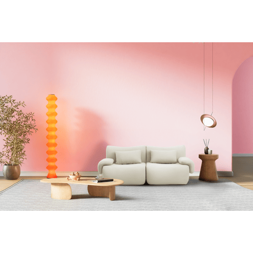 Sofá modular de 2 lugares, tecido bouclé na cor bege creme