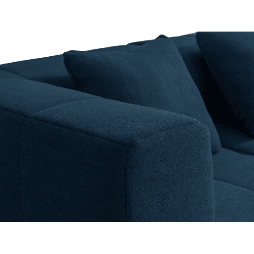 Sofá de canto modular de 4 lugares, tecido bouclé na cor azul profundo