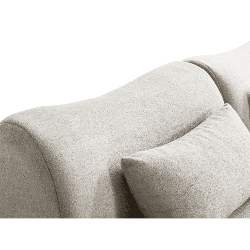 Sofá de canto modular de 4 lugares com chaise longue, tecido bouclé na cor bege creme
