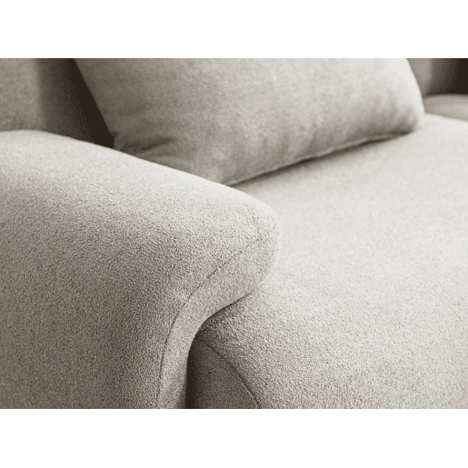Sofá de canto modular de 4 lugares com chaise longue, tecido bouclé na cor bege creme