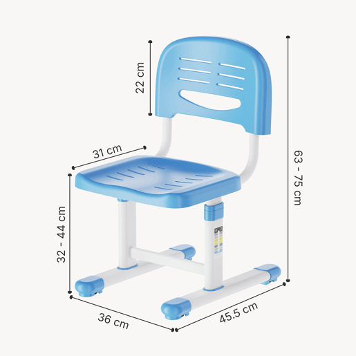 Cadeira de criança Sauda regulável em altura 75x36x46 cm azul céubranco en.casa
