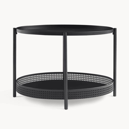 Mesa de centro Jäller oval com prateleira metal 66x51x44 cm Preto en.casa