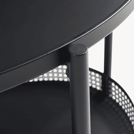 Mesa de centro Jäller oval com prateleira metal 66x51x44 cm Preto en.casa