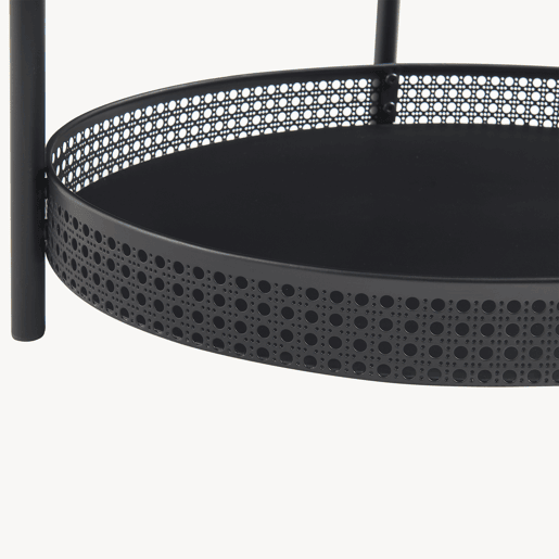 Mesa de centro Jäller oval com prateleira metal 66x51x44 cm Preto en.casa
