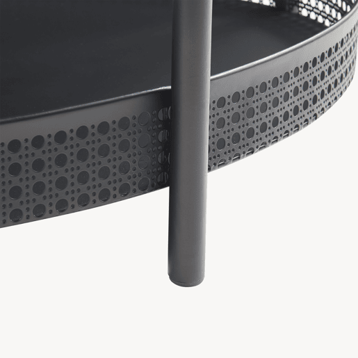 Mesa de centro Jäller oval com prateleira metal 66x51x44 cm Preto en.casa