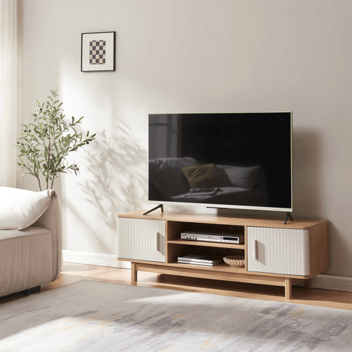 Armário para televisão Ferrersp 2 portas MDF 140x40x45 cm CarvalhoAreia en.casa