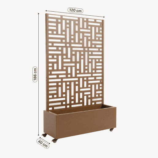 Divisória Bernalda com floreira aço 186x120x40cm Castanho casa.pro Divisória Bernalda com floreira aço 186x120x40cm Castanho casa.pro