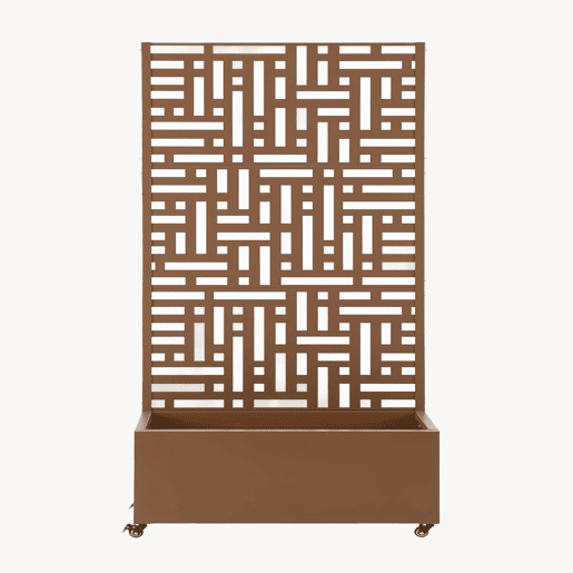 Divisória Bernalda com floreira aço 186x120x40cm Castanho casa.pro Divisória Bernalda com floreira aço 186x120x40cm Castanho casa.pro