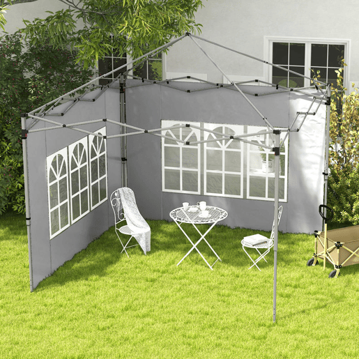 Outsunny 2 Painéis Laterais para Tenda de 3x3  3x4 m 295x195 cm Parede de Substituição de Tecido Oxford para Tendas Dobráveis com Janela para Jardim Exterior Festas Cinzento Claro