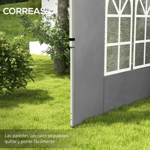 Outsunny 2 Painéis Laterais para Tenda de 3x3  3x4 m 295x195 cm Parede de Substituição de Tecido Oxford para Tendas Dobráveis com Janela para Jardim Exterior Festas Cinzento Claro