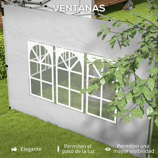 Outsunny 2 Painéis Laterais para Tenda de 3x3  3x4 m 295x195 cm Parede de Substituição de Tecido Oxford para Tendas Dobráveis com Janela para Jardim Exterior Festas Cinzento Claro