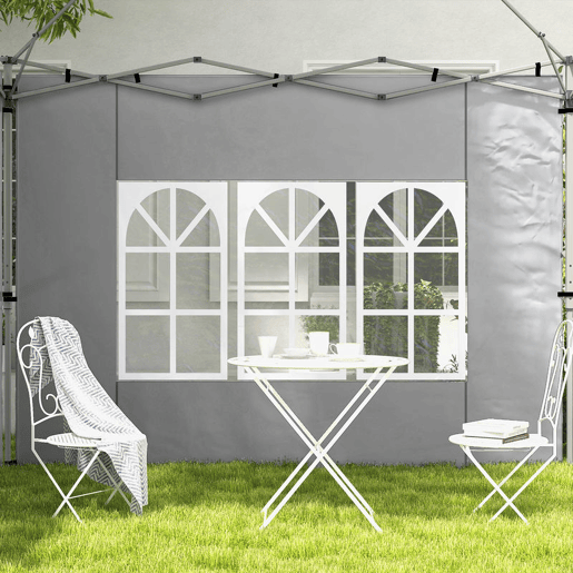 Outsunny 2 Painéis Laterais para Tenda de 3x3  3x4 m 295x195 cm Parede de Substituição de Tecido Oxford para Tendas Dobráveis com Janela para Jardim Exterior Festas Cinzento Claro