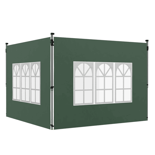 Outsunny 2 Painéis Laterais para Tenda de 3x3  3x4 m 295x195 cm Parede de Substituição de Tecido Oxford para Tendas Dobráveis com Janela para Jardim Exterior Festas Verde