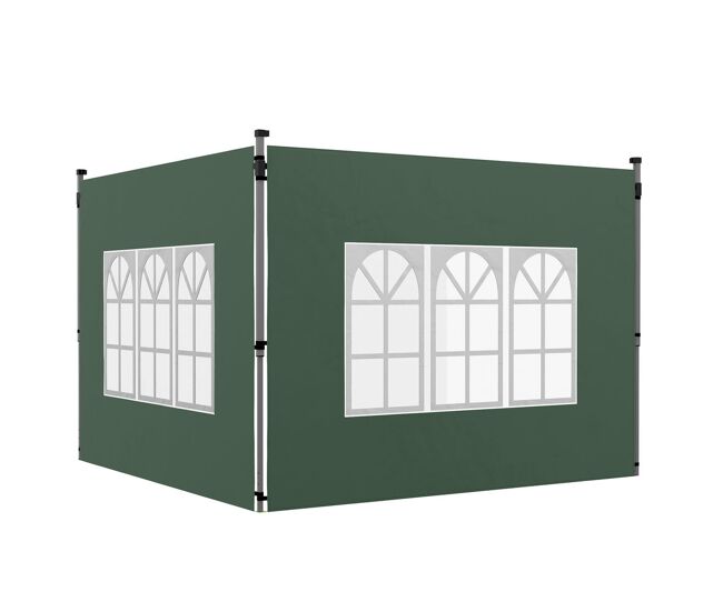 Outsunny 2 paredes laterales para carpas de 3 x 3 / 3 x 4 m, 295x195 cm, paredes laterales de repuesto para cenador de tela oxford con ventana, para jardín, exteriores, fiestas, verde