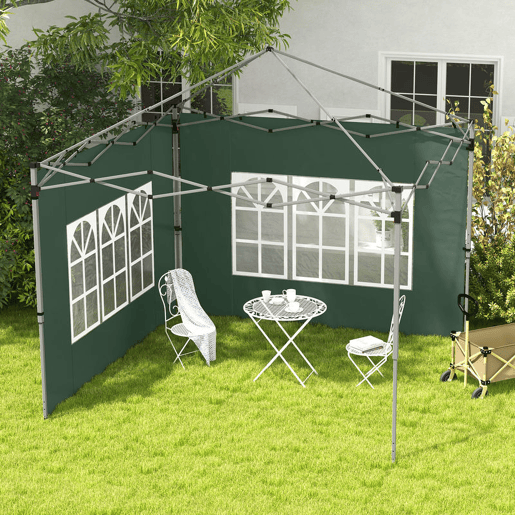 Outsunny 2 Painéis Laterais para Tenda de 3x3  3x4 m 295x195 cm Parede de Substituição de Tecido Oxford para Tendas Dobráveis com Janela para Jardim Exterior Festas Verde