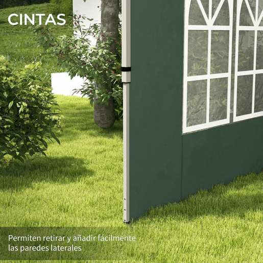 Outsunny 2 Painéis Laterais para Tenda de 3x3  3x4 m 295x195 cm Parede de Substituição de Tecido Oxford para Tendas Dobráveis com Janela para Jardim Exterior Festas Verde