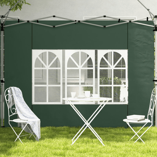 Outsunny 2 Painéis Laterais para Tenda de 3x3  3x4 m 295x195 cm Parede de Substituição de Tecido Oxford para Tendas Dobráveis com Janela para Jardim Exterior Festas Verde