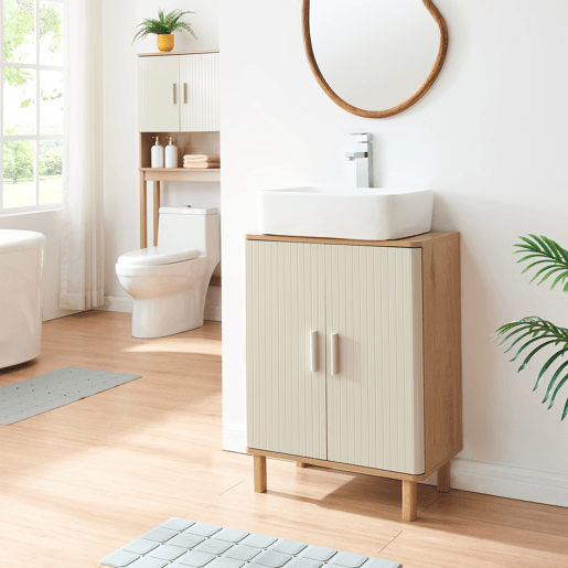 Móvel de apoio para lavatório Ferrersp 3 compartimentos 80x60x35 cm carvalhoareia en.casa Móvel de apoio para lavatório Ferrersp 3 compartimentos 80x60x35 cm carvalhoareia en.casa