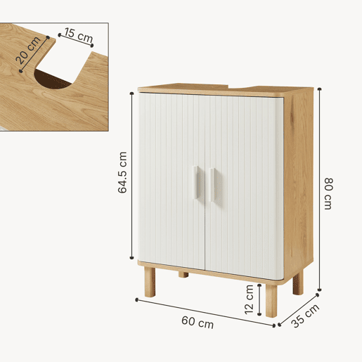 Móvel de apoio para lavatório Ferrersp 3 compartimentos 80x60x35 cm carvalhoareia en.casa Móvel de apoio para lavatório Ferrersp 3 compartimentos 80x60x35 cm carvalhoareia en.casa