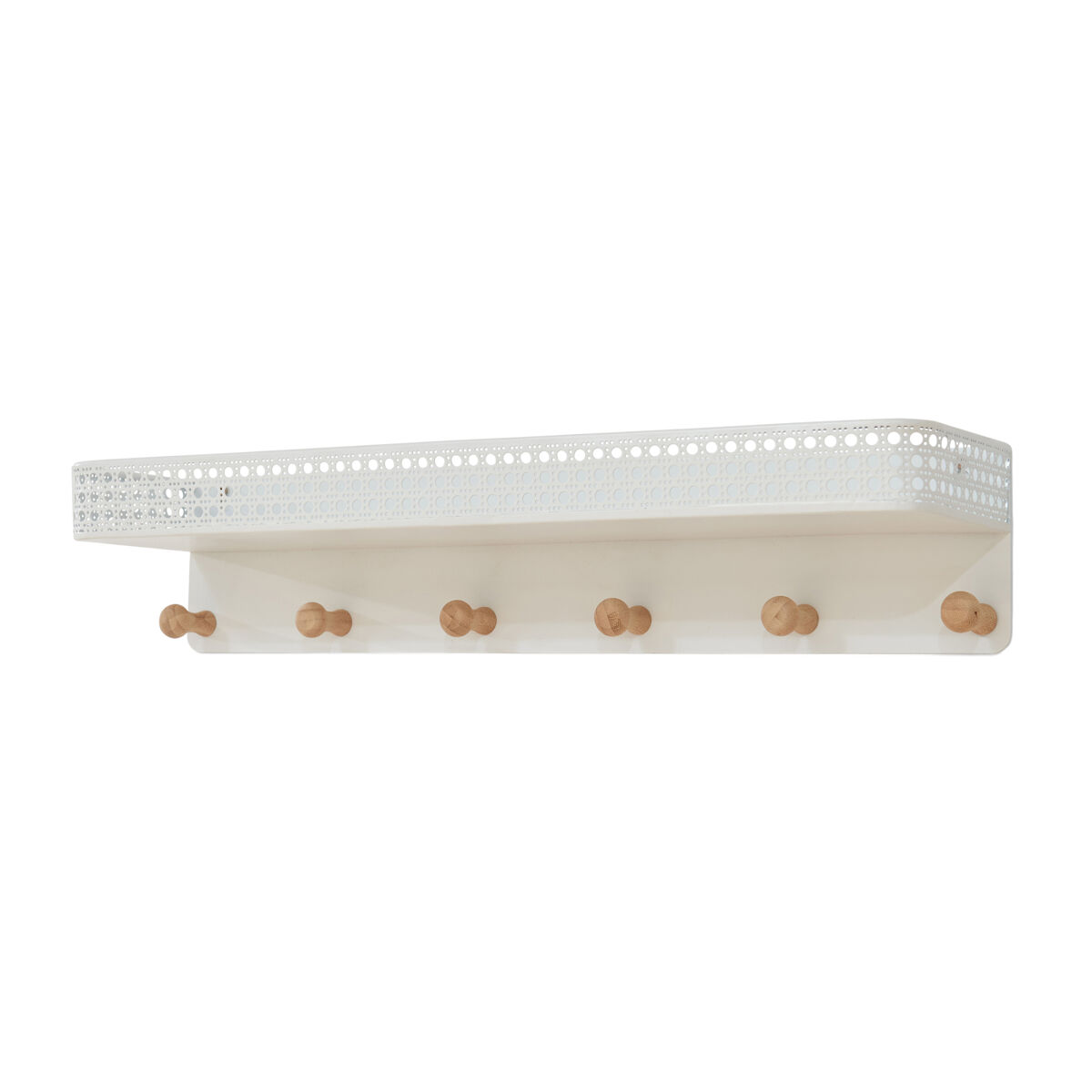 Perchero de pared jäller 6 ganchos metal 60x14x12cm - blanco [en.casa]