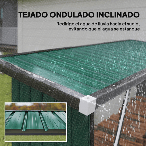 Outsunny Abrigo para Lenha de Aço Galvanizado Abrigo para Lenha de Exterior Armazenamento de Troncos com Base Elevada e Teto Inclinado 213x66,5x150 cm Verde