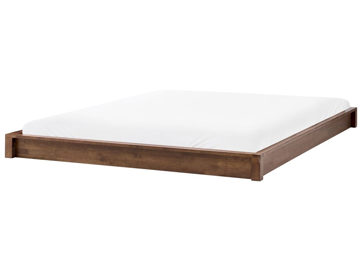 Beliani Cama matrimonial Madera de caucho Antras 191x212 Marrón Medio