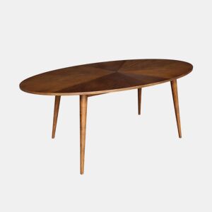 Mesa de jantar oval em madeira para 6 lugares, Diane, Madeira de nogueira, 190x100x75 cm