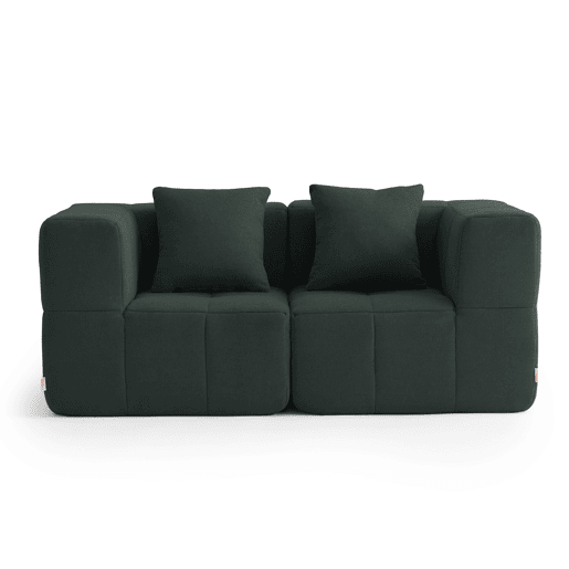 Sofá modular de 2 lugares, tecido bouclé na cor verde floresta Sofá modular de 2 lugares, tecido bouclé na cor verde floresta