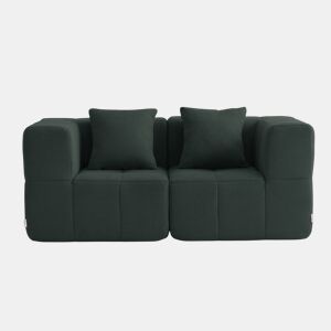 Sofá modular de 2 lugares, tecido bouclé na cor verde floresta