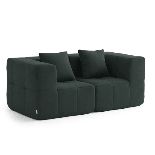 Sofá modular de 2 lugares, tecido bouclé na cor verde floresta Sofá modular de 2 lugares, tecido bouclé na cor verde floresta