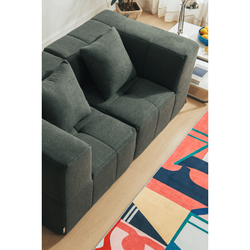 Sofá modular de 2 lugares, tecido bouclé na cor verde floresta Sofá modular de 2 lugares, tecido bouclé na cor verde floresta