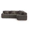 Sofá de canto modular de 4 lugares, tecido chenille na cor castanho acinzentado