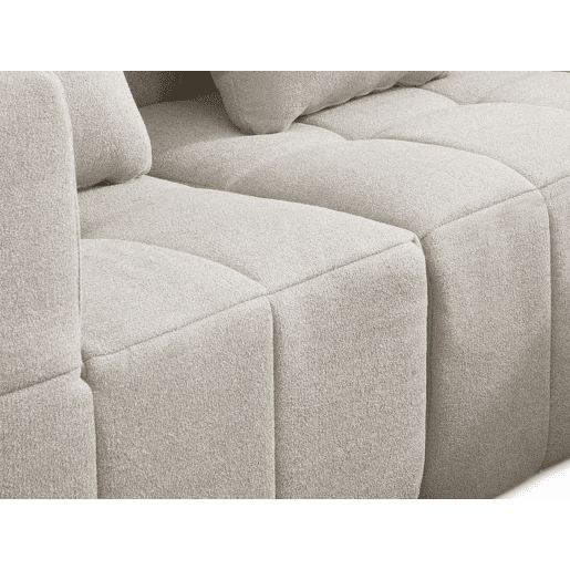 Sofá de canto modular de 4 lugares, tecido bouclé na cor bege creme