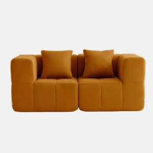 Sofá modular de 2 lugare, tecido bouclé na cor marrom canela