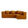 Sofá de canto modular de 4 lugares, tecido bouclé na cor marrom canela
