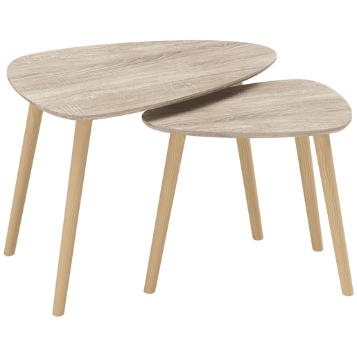 HOMCOM Conjunto de 2 Mesas Auxiliares com Pés de Madeira Mesas de Café para Sala de Estar Dormitório Escritório 59,5x39,5x45cm e 44,5x28,5x40 cm Madeira