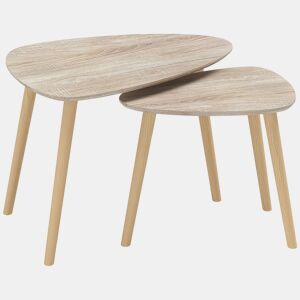HOMCOM Conjunto de 2 Mesas Auxiliares com Pés de Madeira Mesas de Café para Sala de Estar Dormitório Escritório 59,5x39,5x45cm e 44,5x28,5x40 cm Madeira