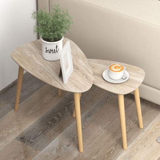 HOMCOM Conjunto de 2 Mesas Auxiliares com Pés de Madeira Mesas de Café para Sala de Estar Dormitório Escritório 59,5x39,5x45cm e 44,5x28,5x40 cm Madeira