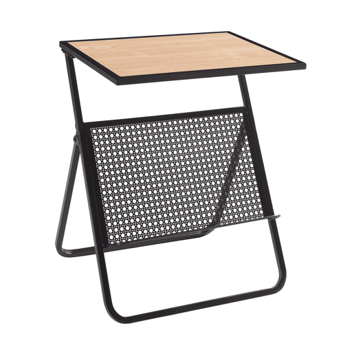 Mesa de apoio com suporte para jornais Jäller 48x40x30 cm Preto Aspeto carvalho en.casa