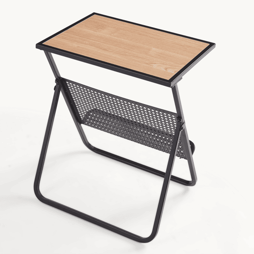 Mesa de apoio com suporte para jornais Jäller 48x40x30 cm Preto Aspeto carvalho en.casa