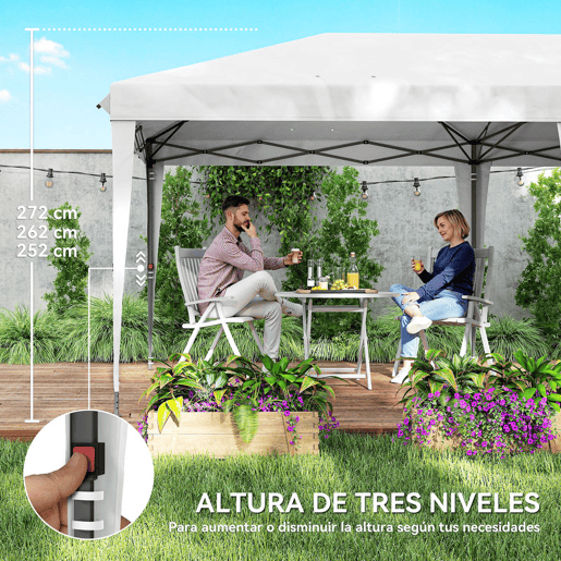 Outsunny Tenda Dobrável 6x3 m Pop-up com 4 Laterais Desmontáveis Tenda de Jardim com 2 Janelas Visíveis Saco de Transporte Impermeável Anti-UV Tenda para Campismo Festas Exterior Branco