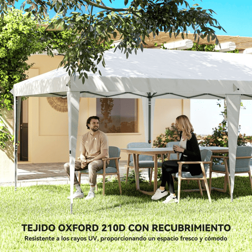 Outsunny Tenda Dobrável 6x3 m Pop-up com 4 Laterais Desmontáveis Tenda de Jardim com 2 Janelas Visíveis Saco de Transporte Impermeável Anti-UV Tenda para Campismo Festas Exterior Branco