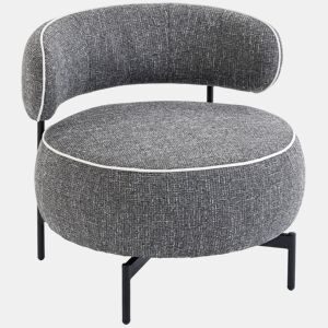 HOMCOM Poltrona de Sala com Assento Rotativo Poltrona de Sala Revestida em Tecido Linho com Assento Amplo Acolchoado Espesso Pés de Metal para Quarto Leitura Cinzento Escuro