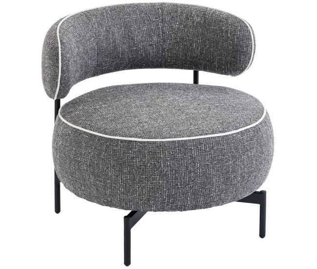 Homcom butaca de salón con asiento giratorio, sillón de salón, tapizado en lino, con asiento amplio, acolchado grueso, patas de metal para dormitorio, lectura, gris oscuro