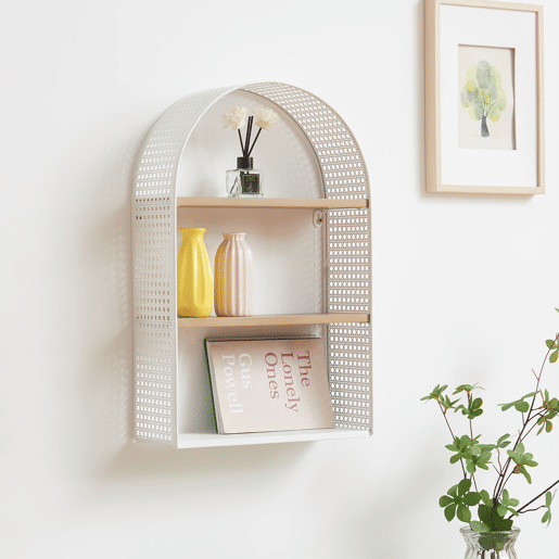 Estante de parede Jäller 3 prateleiras metal 53x35x14 cm Branco en.casa