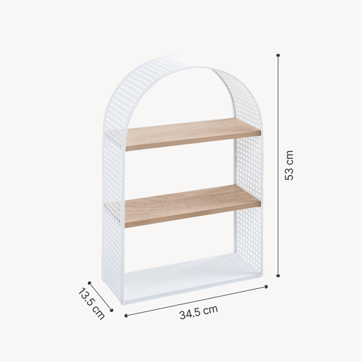 Estante de parede Jäller 3 prateleiras metal 53x35x14 cm Branco en.casa